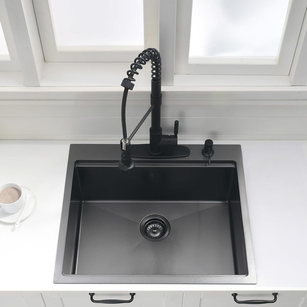 25 Inch Black Drop In - 25x22-Inch Drop In/Topmount sink