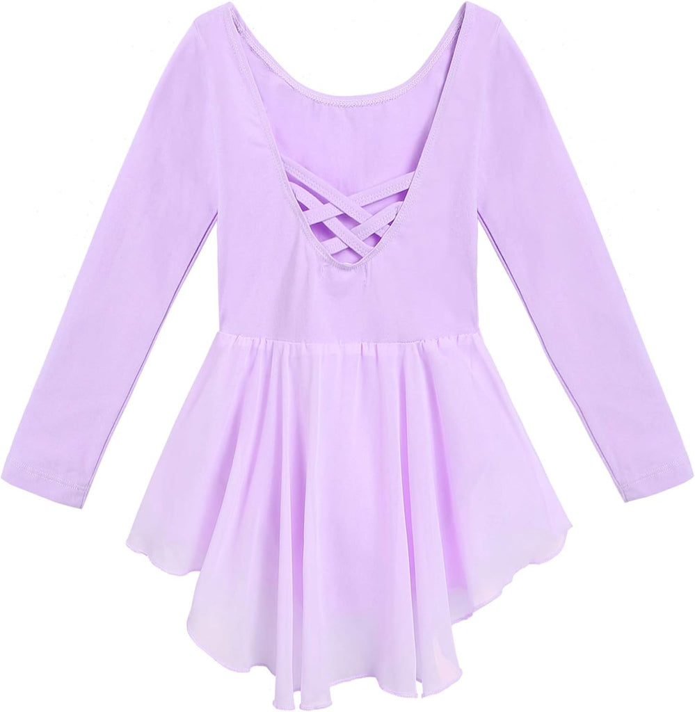 Kids Girls Classic Long Sleeve Leotard Dance Ballet Dress