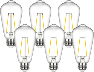 Vintage Edison Light Bulbs 60 watt Equivalent, Dimmable E26 LED Bulb 2700K Soft Warm White, Clear Glass ST58 Vintage