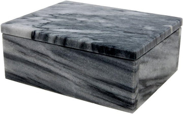 Rectangular Marble Keepsake Box - Hand Carved, Polished Jewelry Box With Non-Slip Rubber Pads - Lightweight & Compact