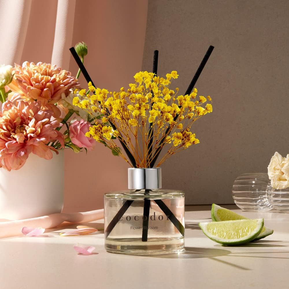 Flower Reed Diffuser Set / 6.7oz / White Jasmine/Scent Diffuser with Sticks Home Fragrance Reed Diffuser