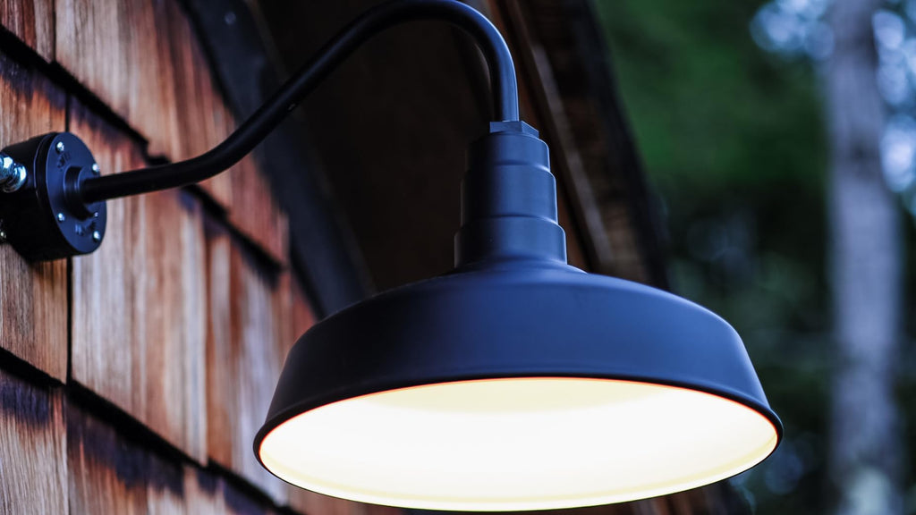 Dusk to Dawn | Gardena Barn Light | Outdoor Wall Mounted | 16" Dome | 23" Gooseneck | Farmhouse Light Made in America