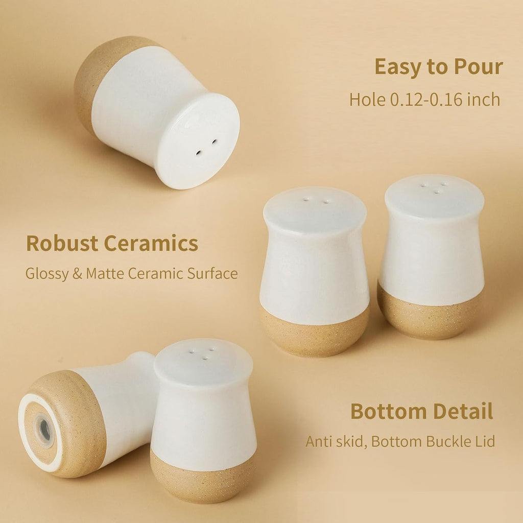 Salt and Pepper Shakers Set, Ceramic Salt Shaker Counter, Cute Pepper Shakers, Refillable Spice Shaker Set Counter - Set of 2