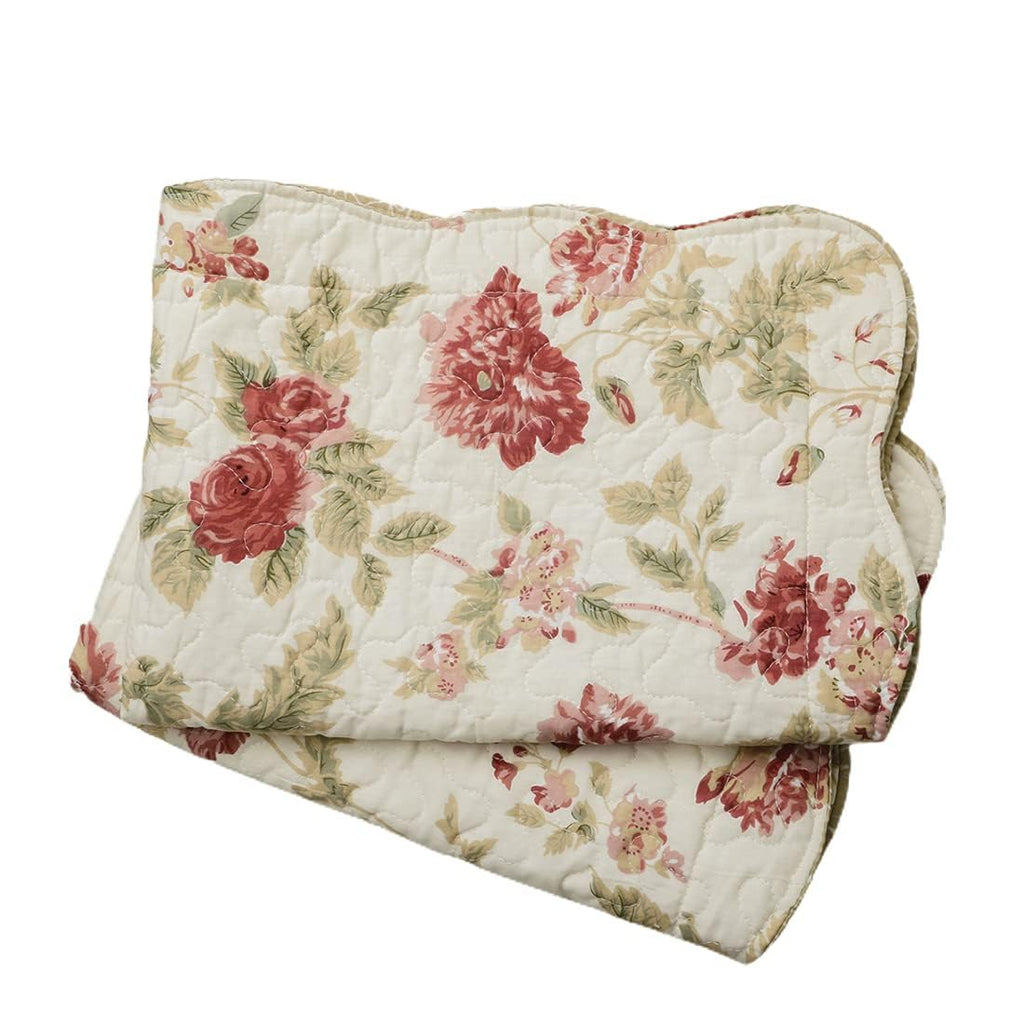 Boho Floral Patchwork Pillow Shams Pack of 2 Farmhouse 100% Cotton Quilted Soft Decorative Pillow Cases Set