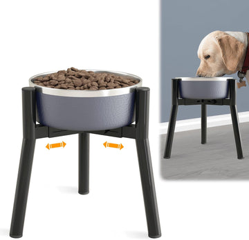 Adjustable Dog Bowl Stand, Tall Elevated Feeder for 7-10.6" Bowls, Metal Single Raised Holder, 11" Tall (Bowl Not
