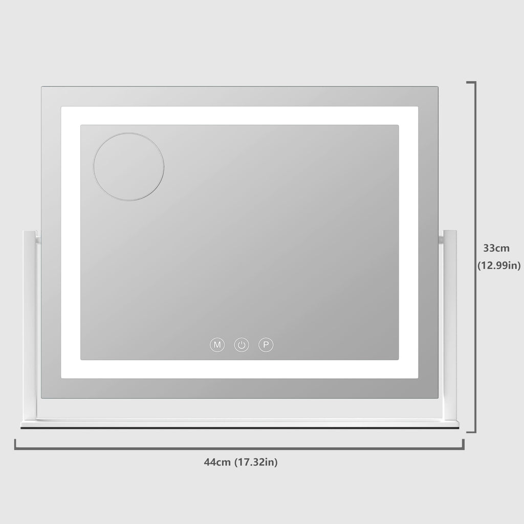 Lighted Makeup Mirror, 17.3"x13" Hollywood Vanity Mirror with Lights,Three Color Lighting Modes, and 5X Magnification