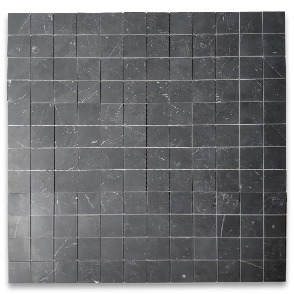 Nero Marquina Black Marble 3x3 Square Mosaic Tile
