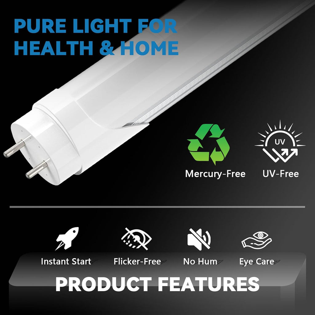 T8 LED Tube Light 18 Inch, F15T8 LED Replacement Bulb, 7W 1050LM, Selectable 6CCT (3000K-6500K), Type A+B, Single or