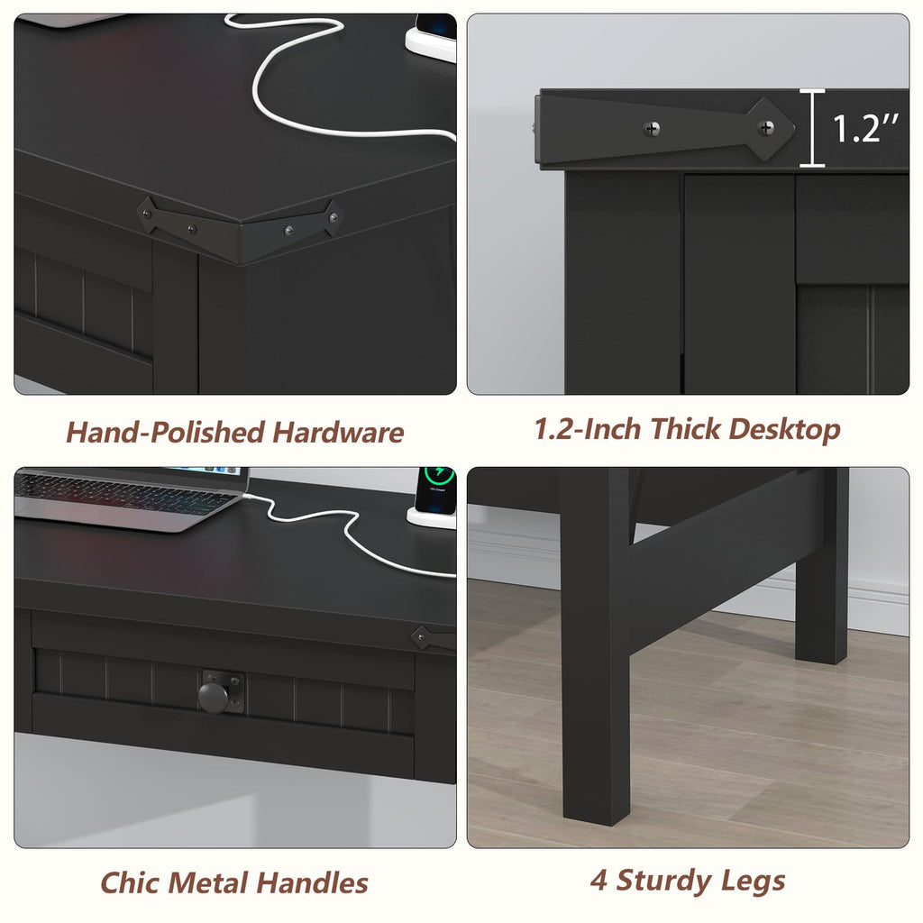 39 Inch Farmhouse Small Computer Desk with Drawers