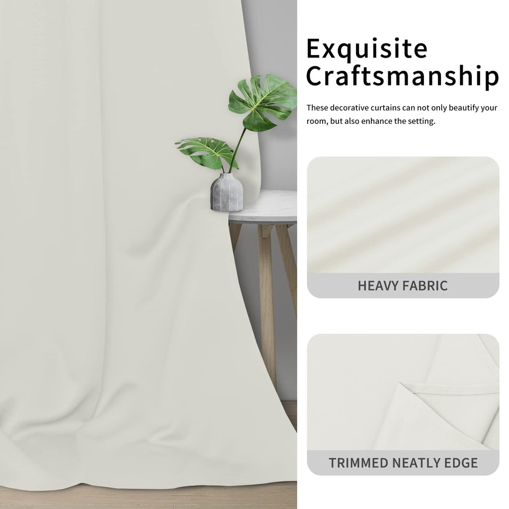 Thermal Grommet Curtains, 2 Panels 34x54 in, Ivory