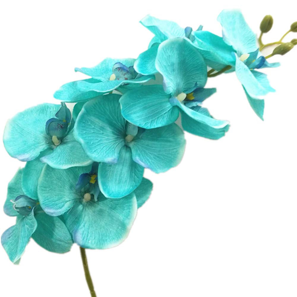 6pcs Orange Color Moth Orchids Phalaenopsis 8 Heads Artificial Silk Large Orchid Flower Branch (Orange)