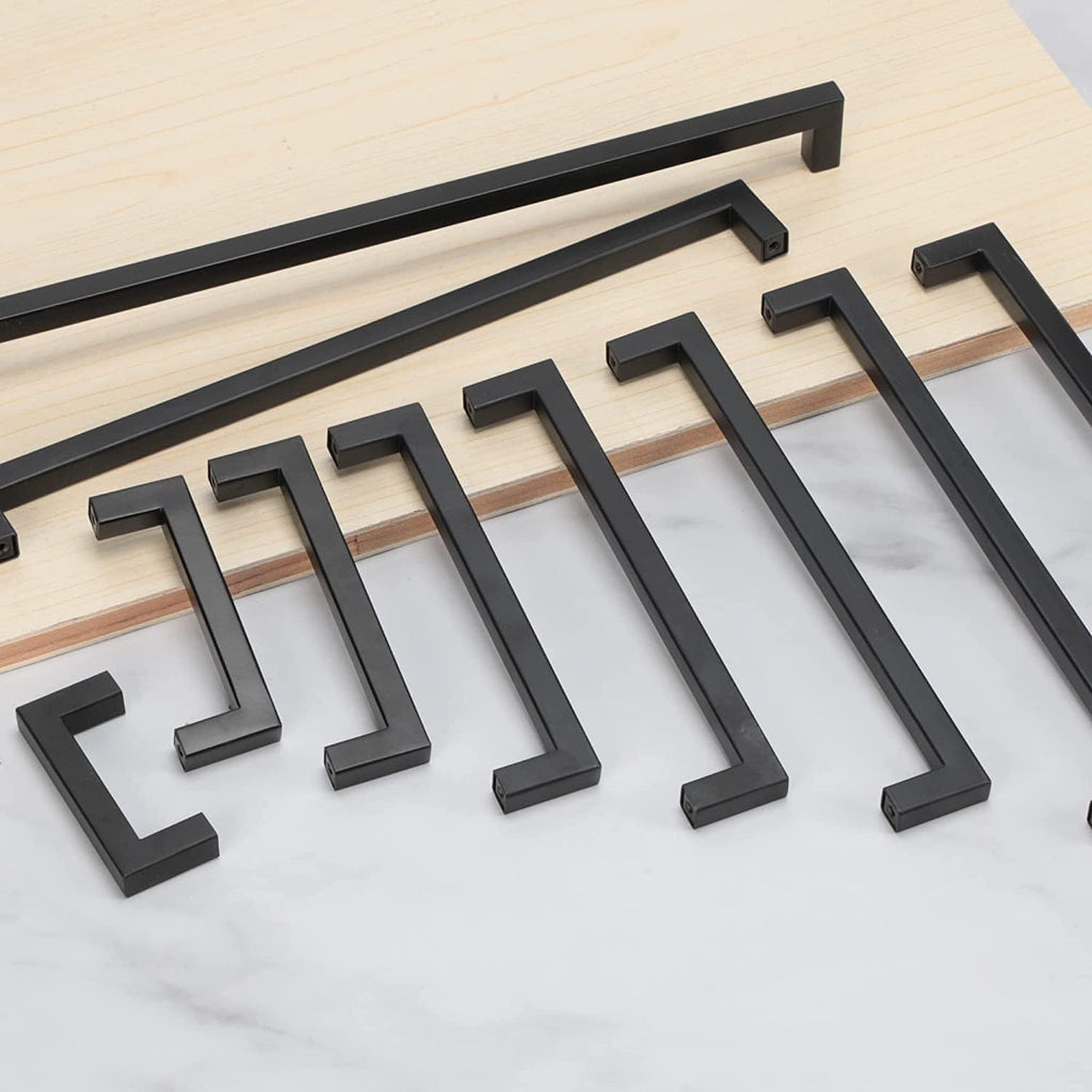 Matte Black Cabinet Pulls - Square Drawer Pulls, 2 Pack 18 Inch Stainless Steel Kitchen Door Cupboard Handles, 458mm