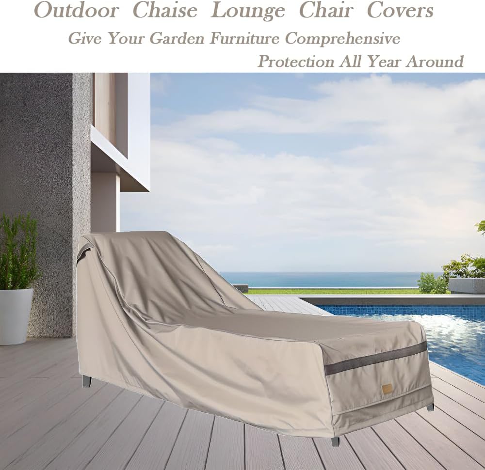 Chaise Lounge Cover Patio Furniture covers waterproof 68Linch Beige,2Pack | outdoor furniture covers 600D heavy duty