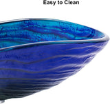 Vessel Sink, 21.6" Bathroom Sink Multicolor Irregular Teardrop Glass Bowl Sinks for Countertop Washbasin