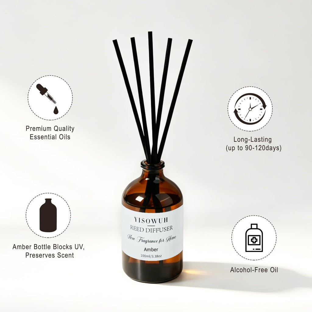 Reed Diffuser Amber 3.38oz (100ml) Air Freshener with Sticks