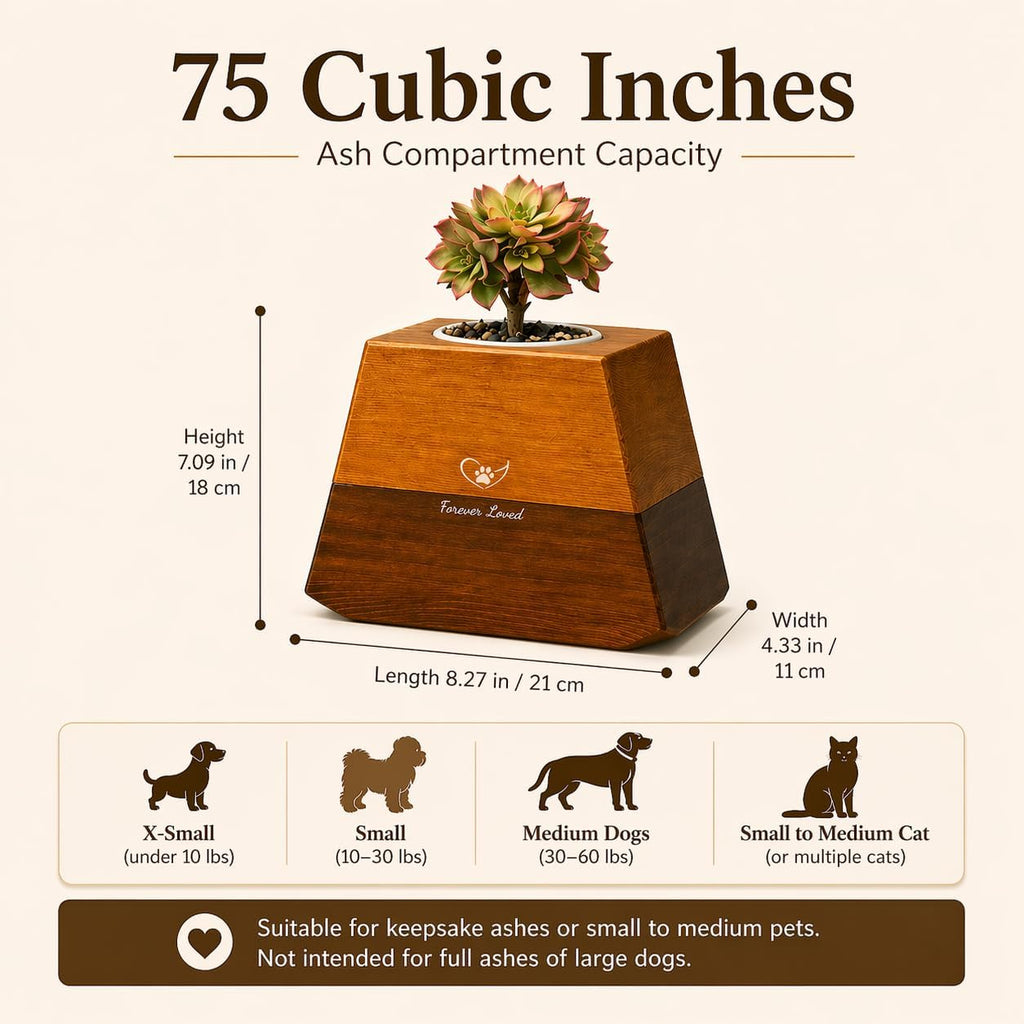 Solid Wood Pet Urns with Planter for Dogs and Cats Ashes Keepsake