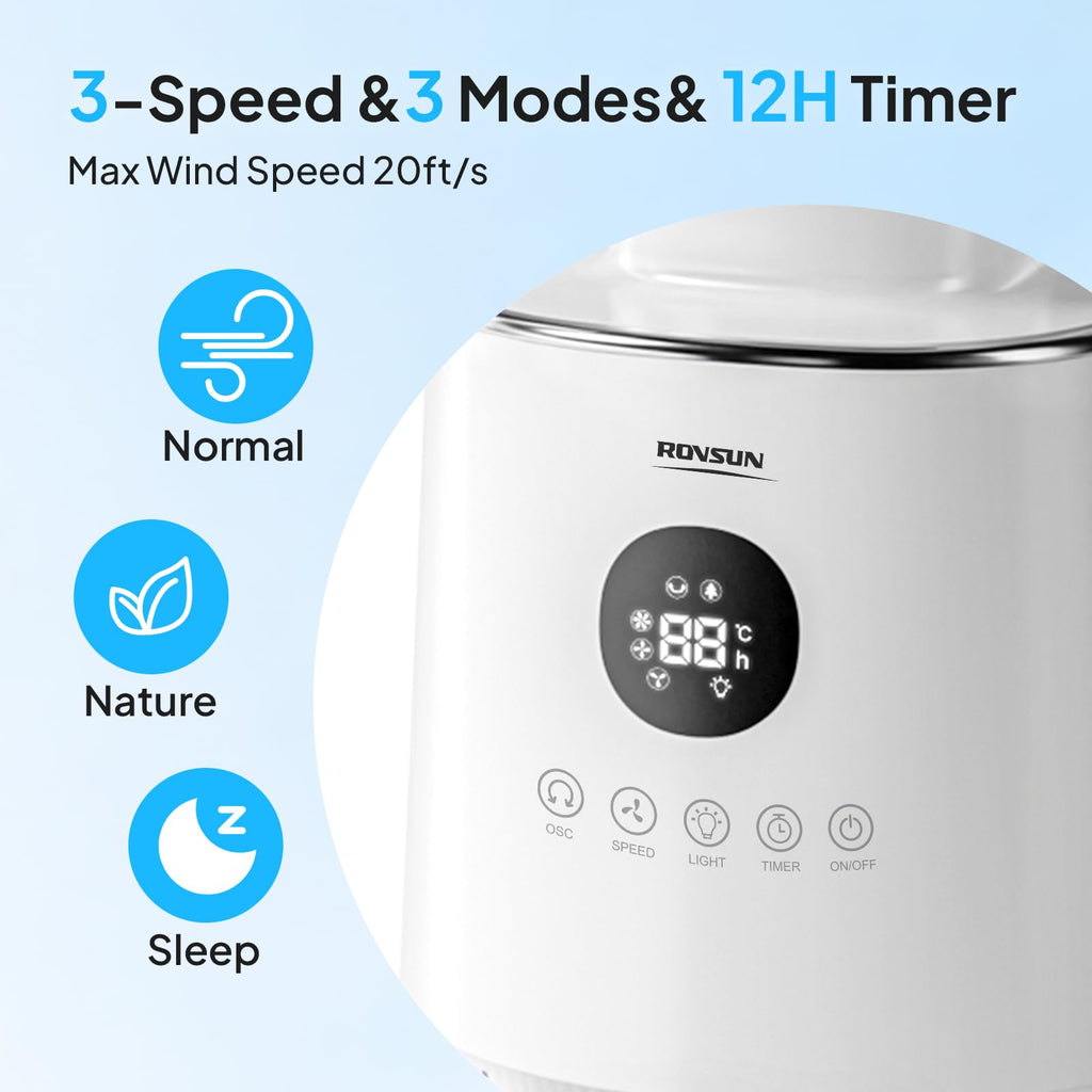 32" Bladeless Tower Fan , Smart Tower Fan with Remote, 90°Oscillating Bladeless Fan with 3 Modes, 3 Speeds & 12H