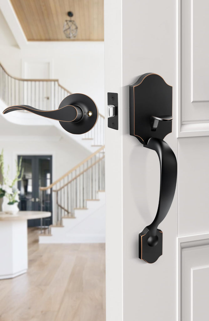 Front Door Handle, Oil Rubbed Bronze Entry Door Handles