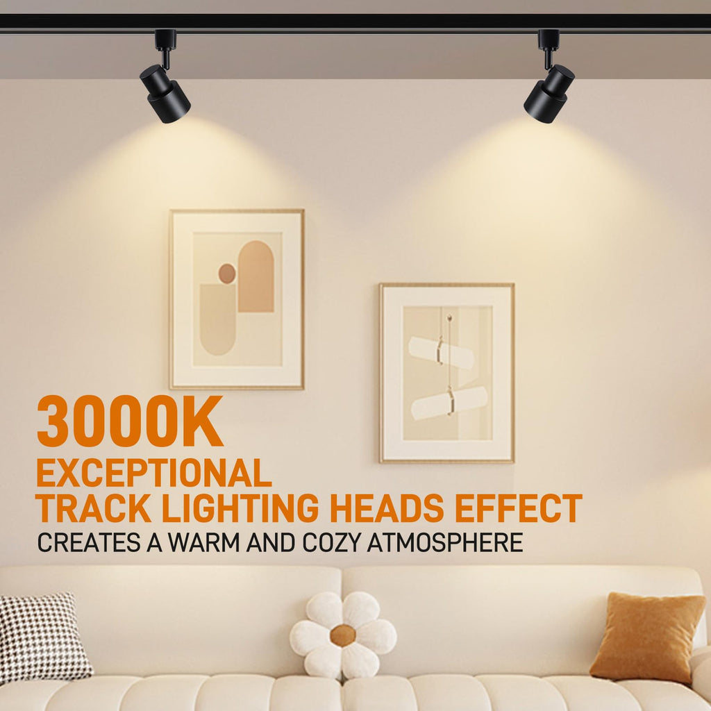 H Type Track Lighting Heads, 10W LED Track Light Heads Black 4 Pack