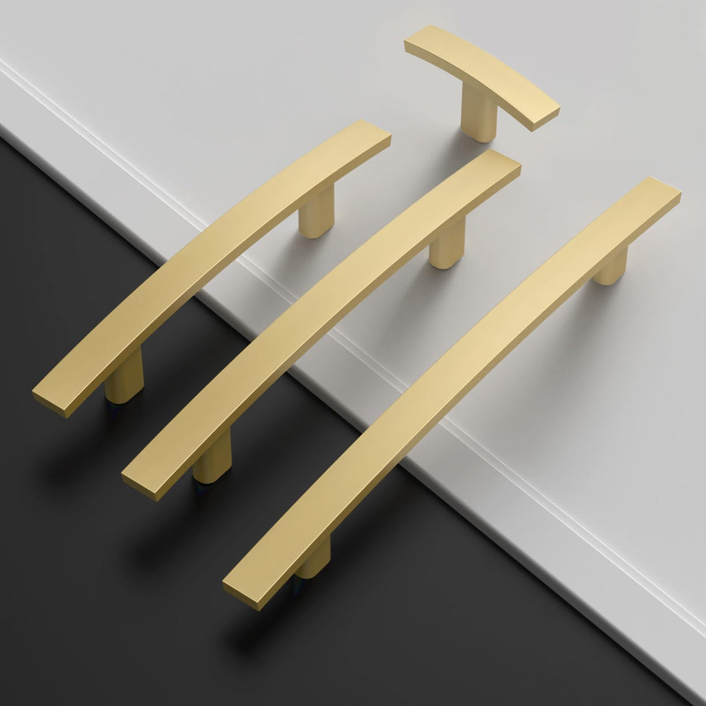 10 Pack Brushed Gold 3 Inch(76mm) Hole Centers Kitchen Cabinet Pulls Cabinet Hardware Kitchen Handles for Cabinets