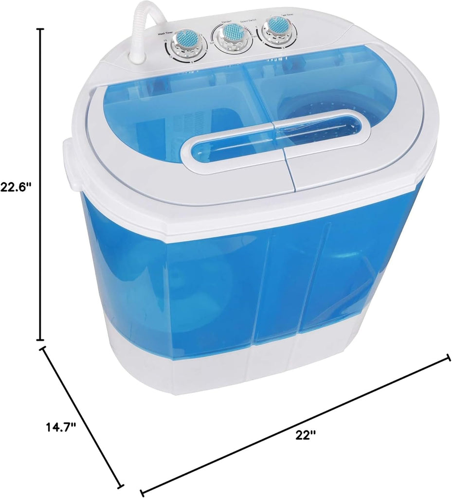 Portable Clothes Washing Machine Mini Twin Tub Small Laundry Washer Aparment Spin Dryer 9.9lbs Capacity Lightweight
