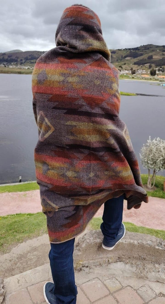 Wool Blanket, Throw Size 78 x 47, Reversible 2 in 1, Thick and Ultra Soft, Hypoallergenic, Non-Itchy, Handmade in