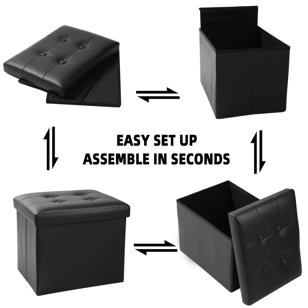 Storage Ottoman Footrest Stool Small Ottoman with Storage Foldable Ottoman Leather Foot Rest Footstool Bench