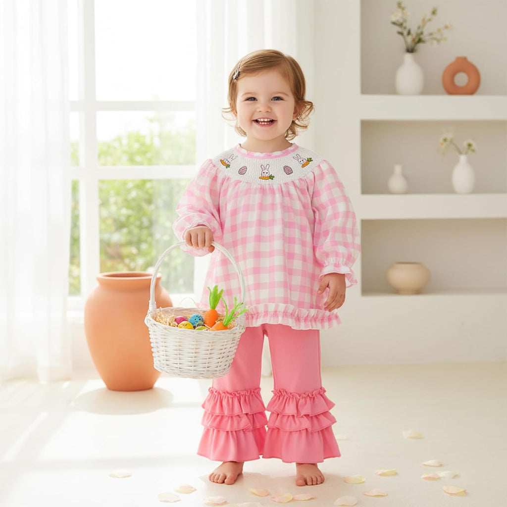 Toddler Baby Girl Outfit Shirts Tunic Top and Ruffle Pants Set