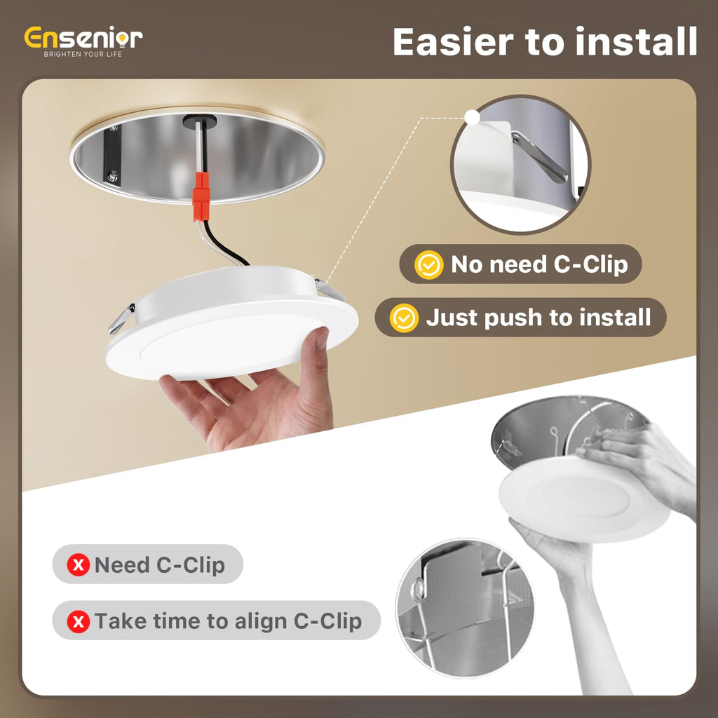 4 Pack 4 Inch 5CCT LED Recessed Lighting with Night Light