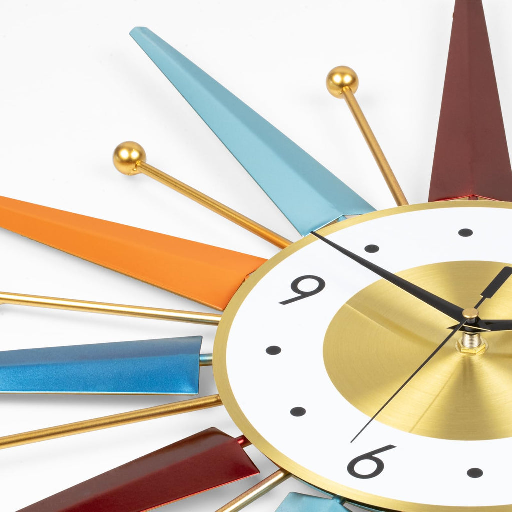 Large Starburst Wall Clock Decor 24 Inch Metal Decorative Mid Century Wall Clcok Big Modern Silent Quality Quartz
