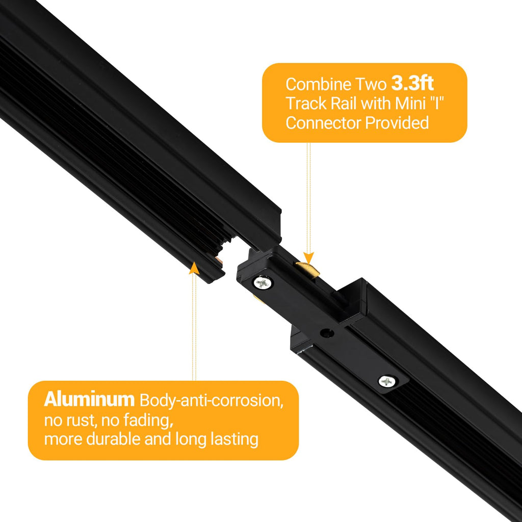 LED Track Lighting Kit with 6.6FT H Type Track Rail, Black
