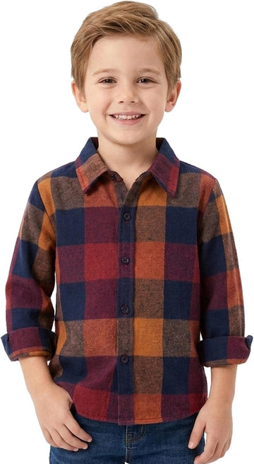 Boys Plaid Flannel Button Down Long Sleeve Shirt Jacket