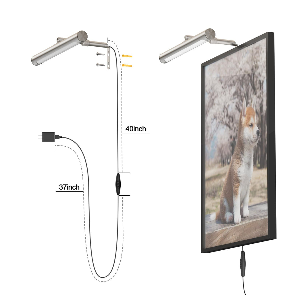 12" Plug in Picture Light 4W Nickel Art Light with Remote