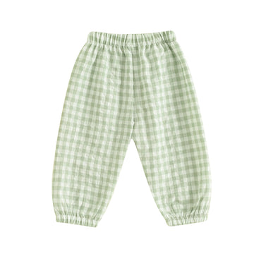Kids Toddler Boys Girls Gingham Pants Elastic Waist Plaid Loose Baggy Trousers Casual Spring Fall Bottoms Sweatpants