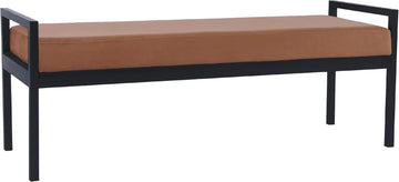 Modern Velvet Metal Bench| Modern Bench with Metal Leg | Bench | Decorative Home Furniture - Cognac Velvet