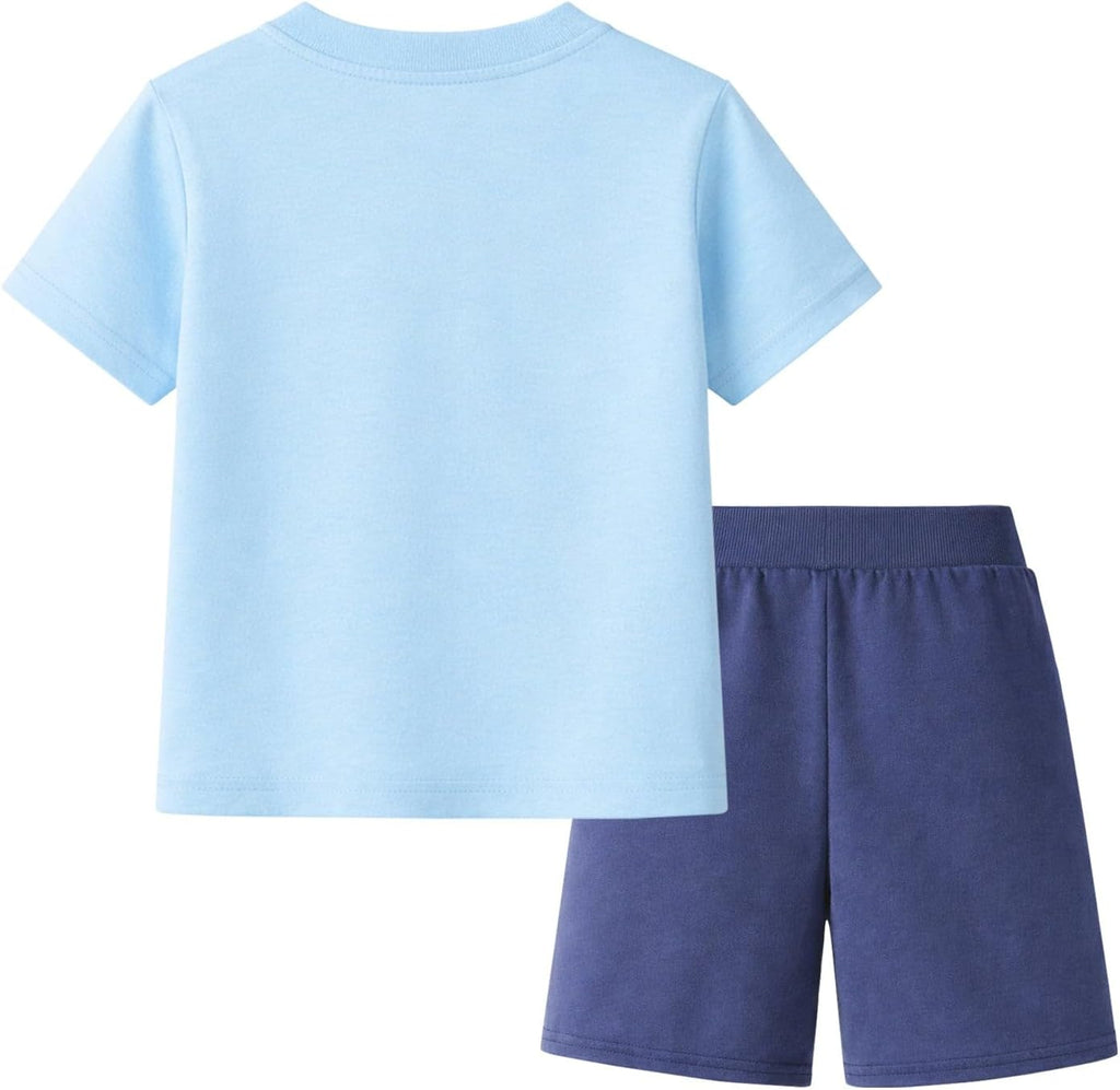 Toddler Boy Summer Outfit Set 2 Piece Short Sleeve T Shirt and Short Soft Breathable Cotton Clothing Sets