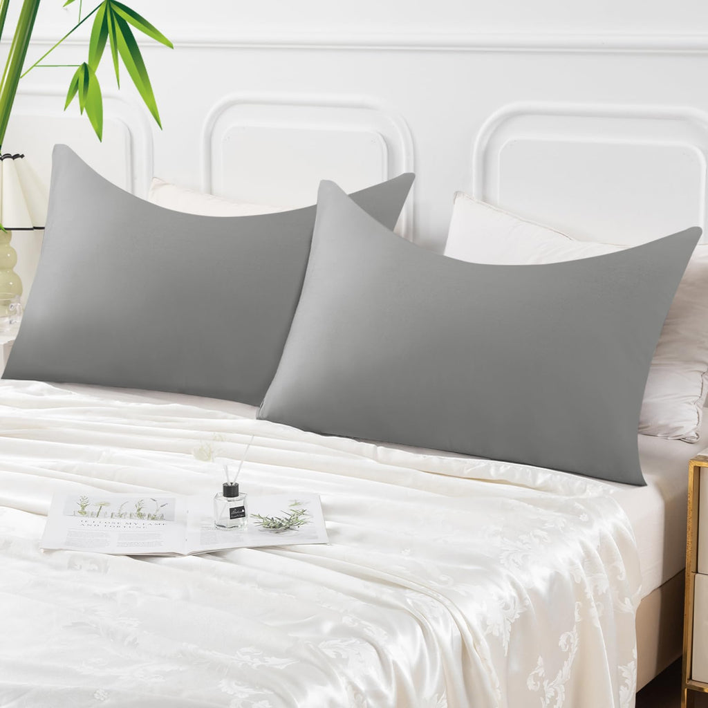 Curved Pillow Case Queen Size, Side Sleeper Pillow Cases Cover Cooling Rayon Derived from Bamboo with Zipper for hot