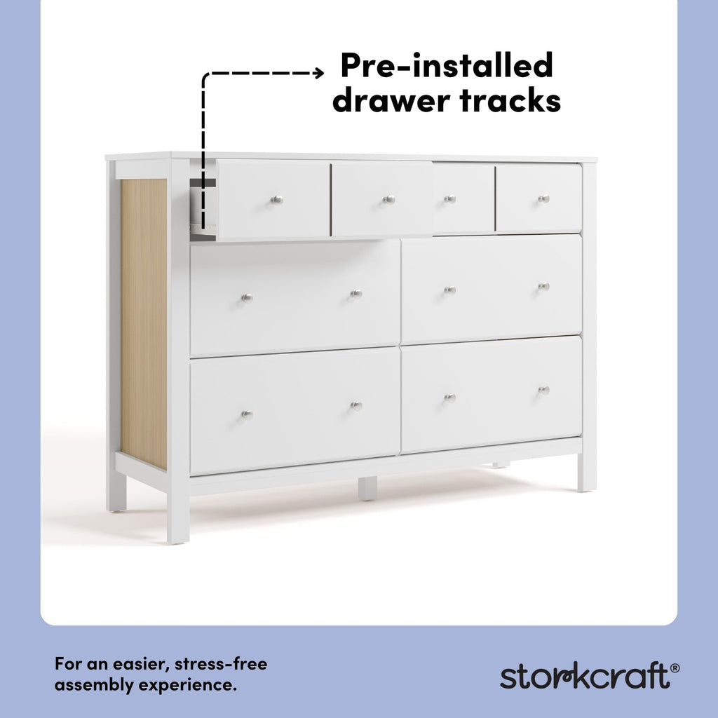 Horizon 6 Drawer Dresser, White with Driftwood