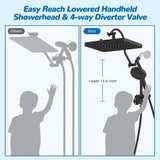CUPC Certified 13'' Shower Head Combo, High Pressure 5 Spray Rainfall Showerhead, 10 Spray Mode Handheld