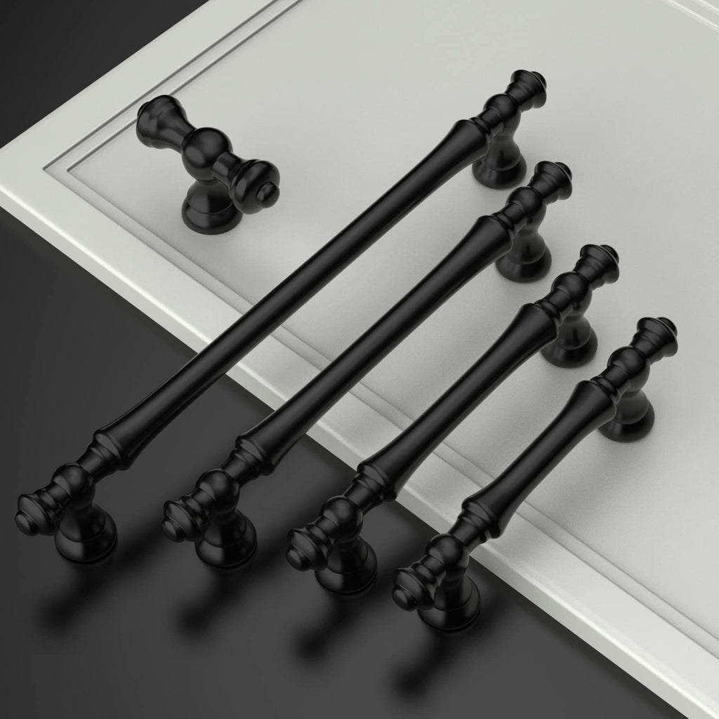 20 Pack Matte Black Kitchen Cabinet Knobs 2.1 Inch(53mm) Single Hole Cabinet Handles Dresser Knobs Drawer Knobs and