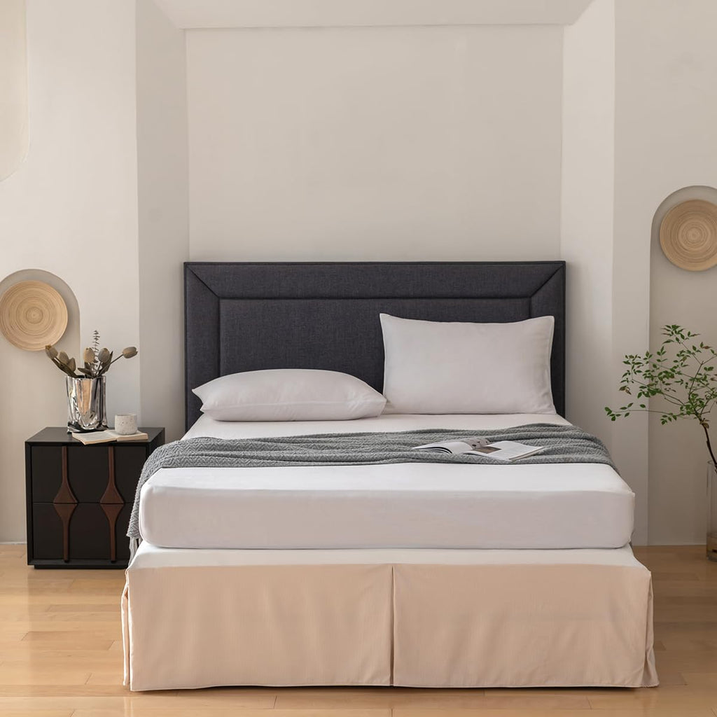 Pleated Bed Skirt King Size, Pleated Grid Plaid Tailored 14 Inch Drop