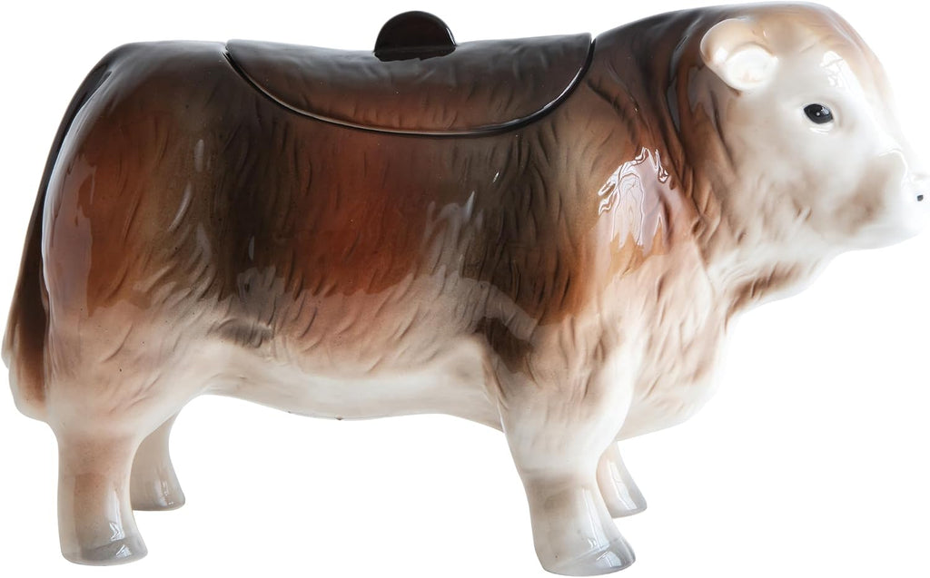 Vintage Ceramic Cow Cookie Jar, Black and Brown