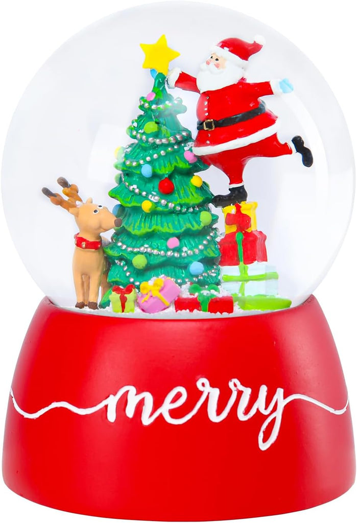Christmas Snow Globes, Santa Snow Globes with Christmas Tree and Music Lighted Swirling Glitter Clockwork Water Globe