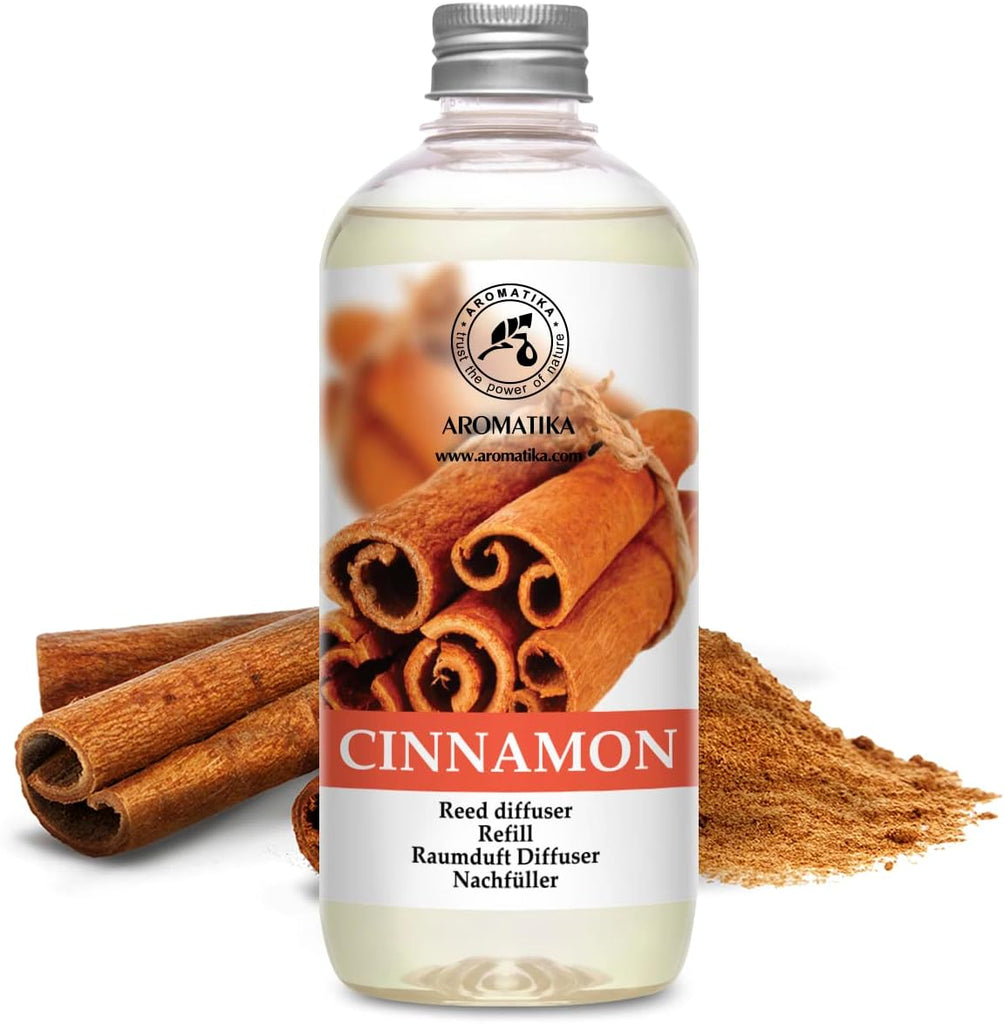 Cinnamon Reed Diffuser Refill with Natural Essential Cinnamon Oil 17 oz - Fresh & Long Lasting Fragrance - Best - Set of 17