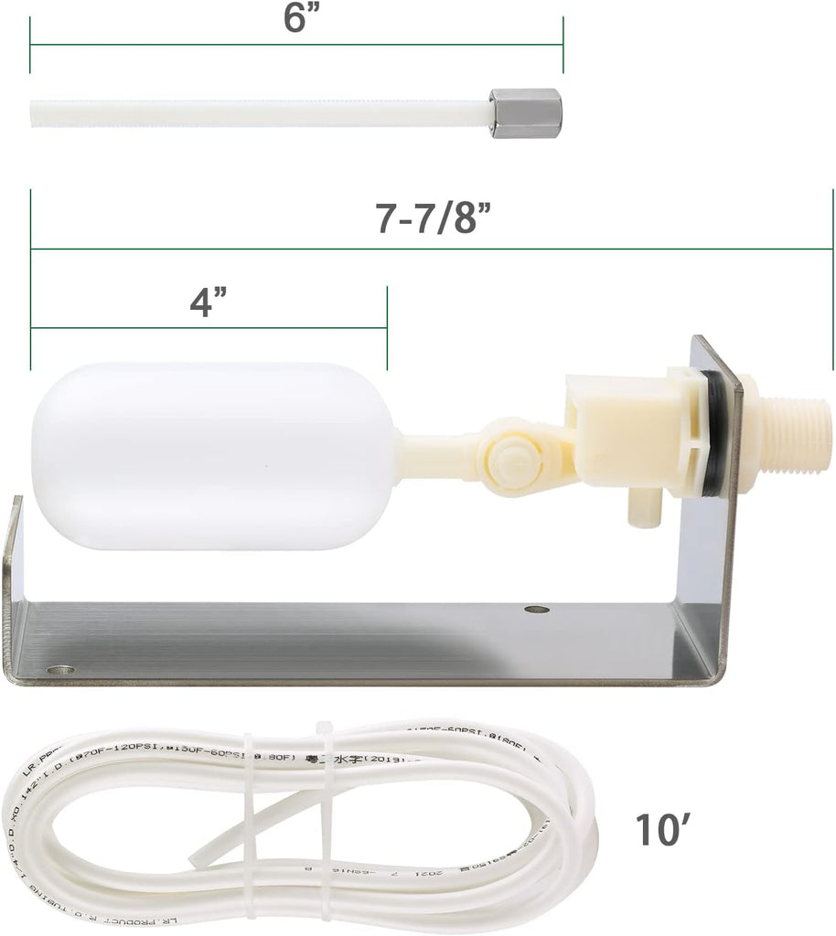 Water Fountain Auto Fill System, Water Leveler Float Valve Kit, 1/4 Tube with Adjustable Arm Fountains, Gardens, Ponds