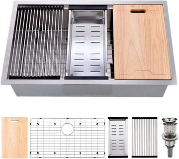 30 Inch Undermount Kitchen Sink Stainless Steel | 30 x 19 Inch Undermount Workstation Sink 16 Gauge 10 Inch Deep