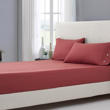100% Long Staple Natural Cotton Soft Solid Coral Fitted Sheet Bed Sheet Set 15" Deep Pocket Size-1 Fitted