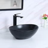 15.7" x 13" Matte Black Oval Vessel Sink with Pop Up Drain,Bathroom Sinks Above Counter,Bathroom Vessel