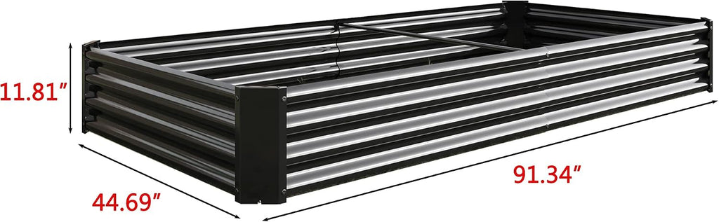 Galvanized Raised Garden Bed, Garden Box Outdoor, 8X4X1 FT, Black | Planter Raised Garden Boxes Outdoor for