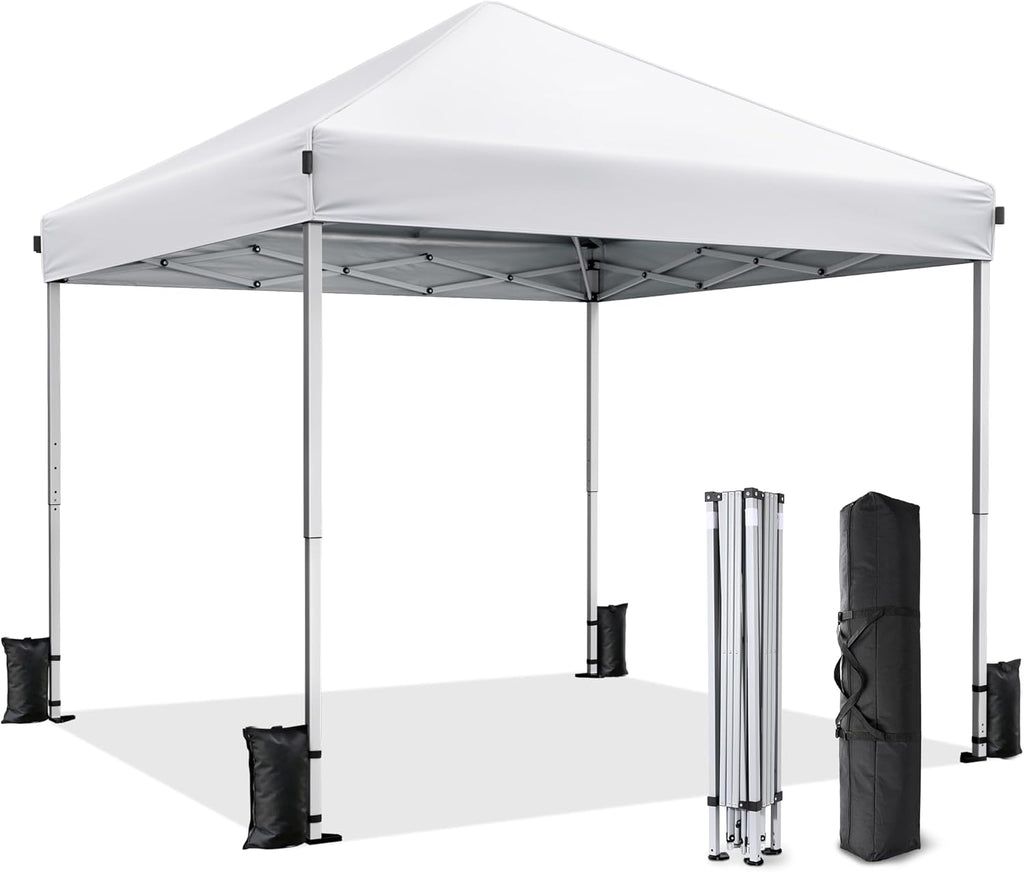10x10 Pop Up Canopy, Portable Instant Canopy Tent with Carry Bag, 4 Sandbags and 8 Stakes Events, Parties & Camping